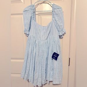 Lulu’s A Day in Paris Square Neck Puff Sleeve Babydoll Dress